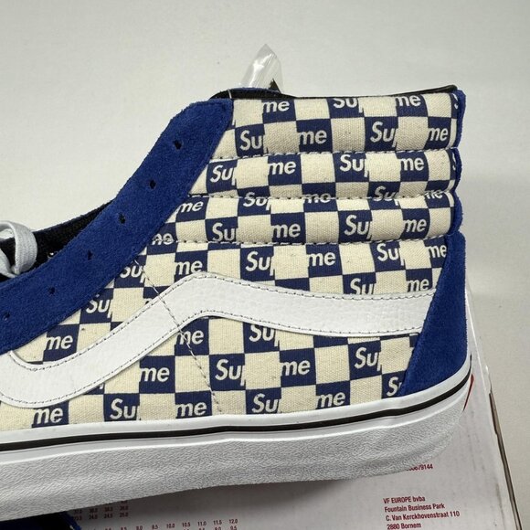 New Vans Supreme Checkers Sk8-Hi Reissue Pro Shoes Mens Size 11.5 Blue White main image 11